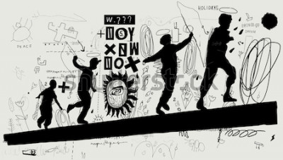 Papier peint  Graffiti noir et blanc