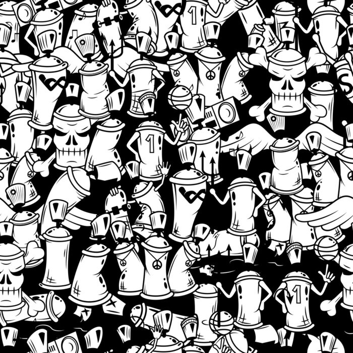 Papier peint  Graffiti noir et blanc sur un mur