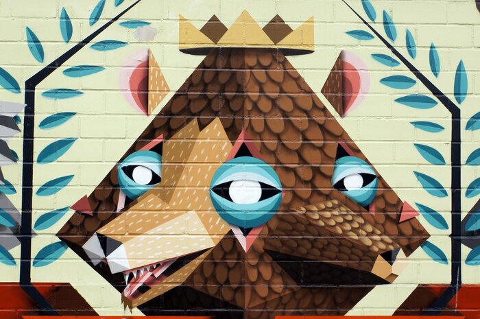 Papier peint  Graffiti ours abstrait