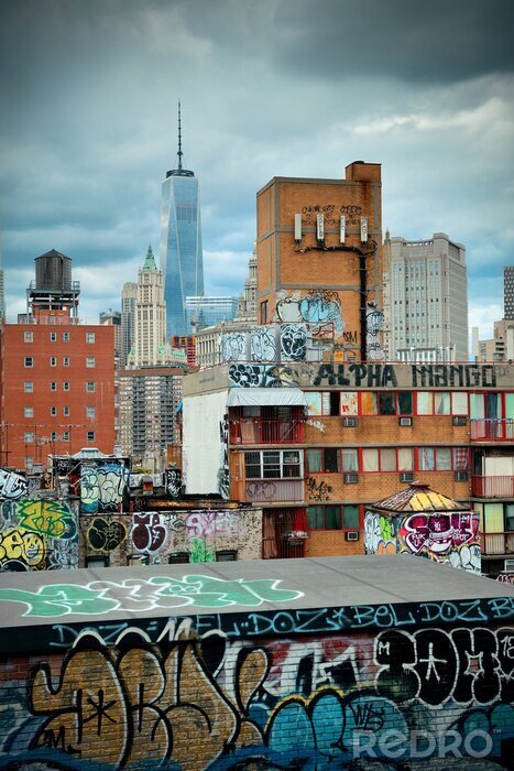Papier peint  Graffitis sur les immeubles de Manhattan