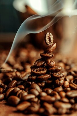 Papier peint  Grains de café et vapeur chaude