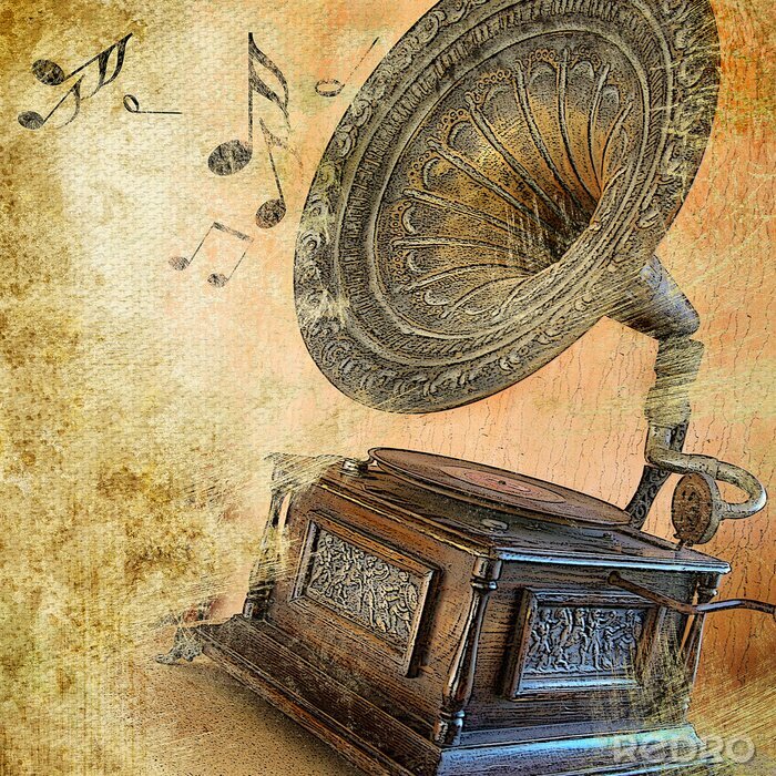 Papier peint  Gramophone de musique à l'ancienne