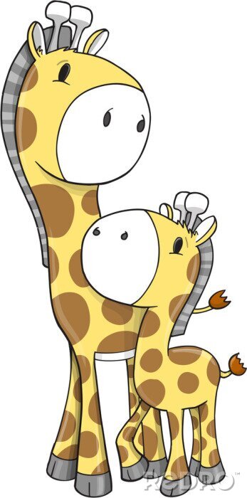 Papier peint  Grande et petite illustration gaie de girafe