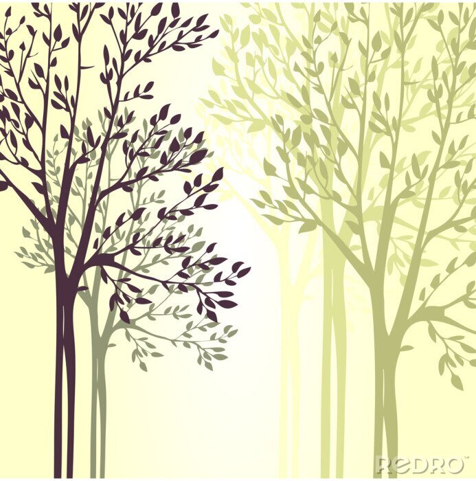 Papier peint  Graphique arbres en fleurs