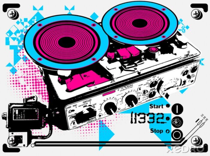 Papier peint  Graphique coloré avec un gramophone