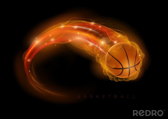Papier peint  Graphique d'un ballon de basket tel une comète ardente