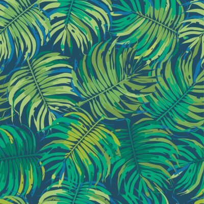 Papier peint  Graphique de feuilles de jungle colorées