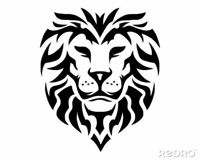 Papier peint  Graphique de tête de lion Lions avec des lignes irrégulières