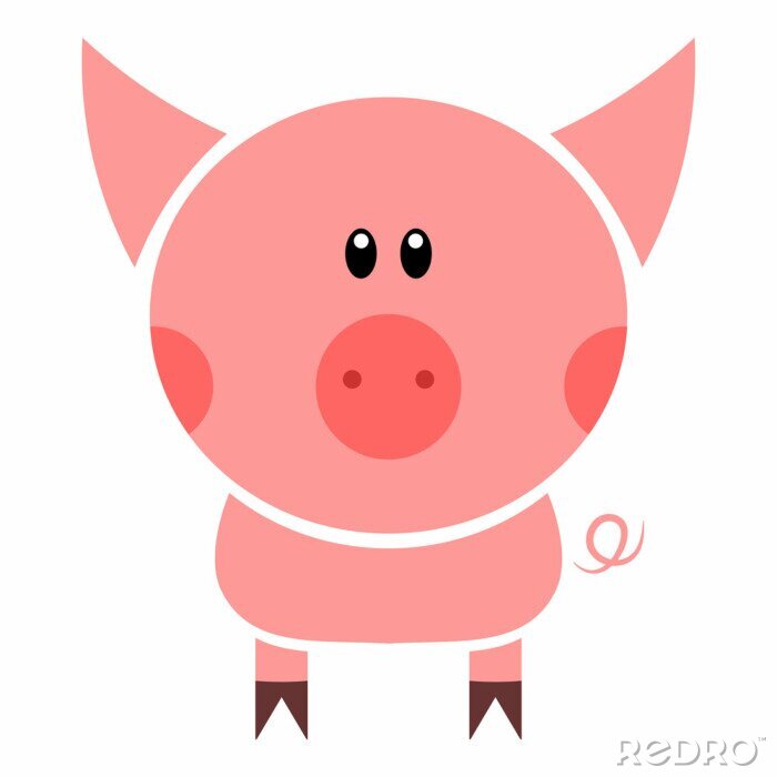 Papier peint  Graphiques de cochon rose dans un style simple