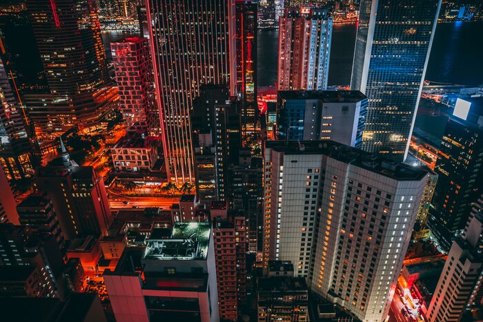 Papier peint  Gratte-ciel de Hong Kong de nuit