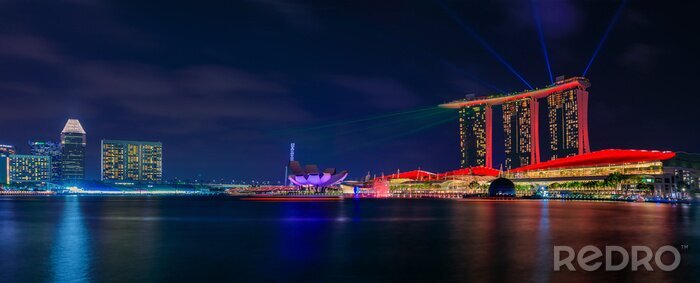 Papier peint  Gratte-ciel de nuit à Singapour