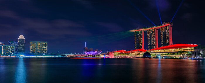Papier peint  Gratte-ciel de nuit à Singapour