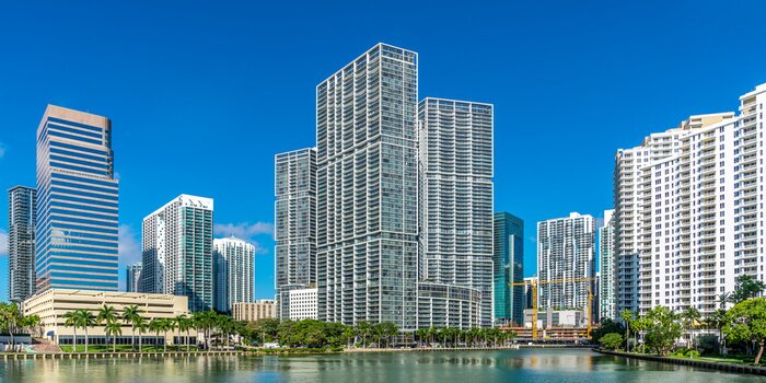 Papier peint  Gratte-ciel et palmiers