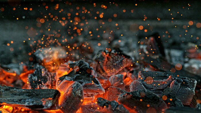 Papier peint  Gros plan sur une briquette en combustion