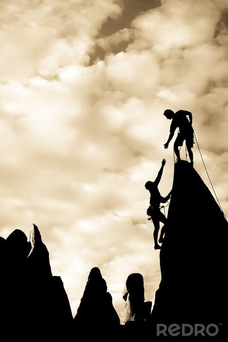 Papier peint  Groupe d'escaladeurs sur la crête