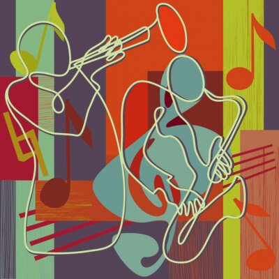 Papier peint  Groupe de jazz abstrait et coloré