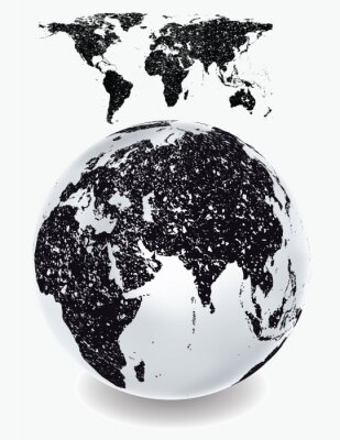 Papier peint  grunge carte du monde avec le globe