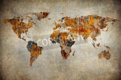 Papier peint  Grunge map of the world