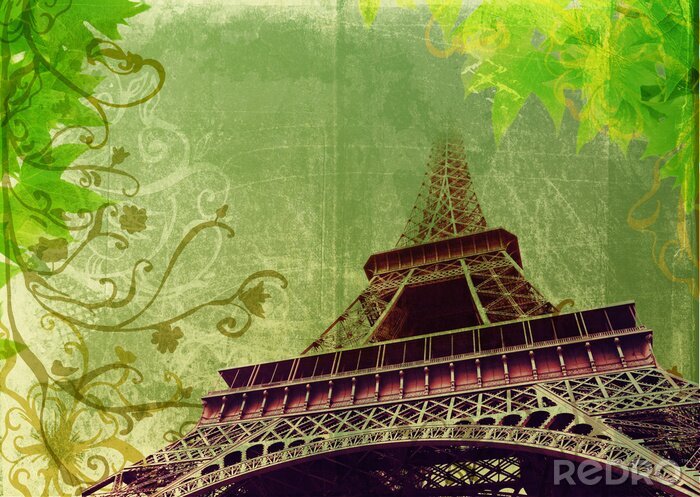 Papier peint  grunge Tour Eiffel en sépia