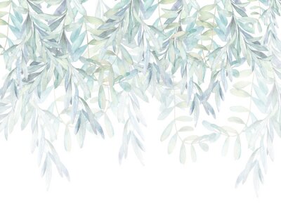 Papier peint  Guirlande de feuilles aquarelle