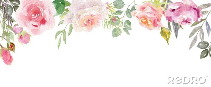 Papier peint  Guirlande de roses