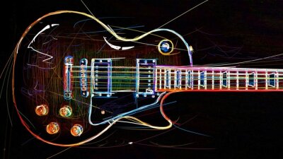 guitar . abstract neon painting 