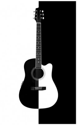 Guitare acoustique noire et blanche