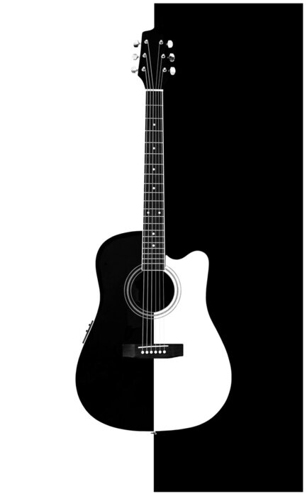 Papier peint  Guitare acoustique noire et blanche