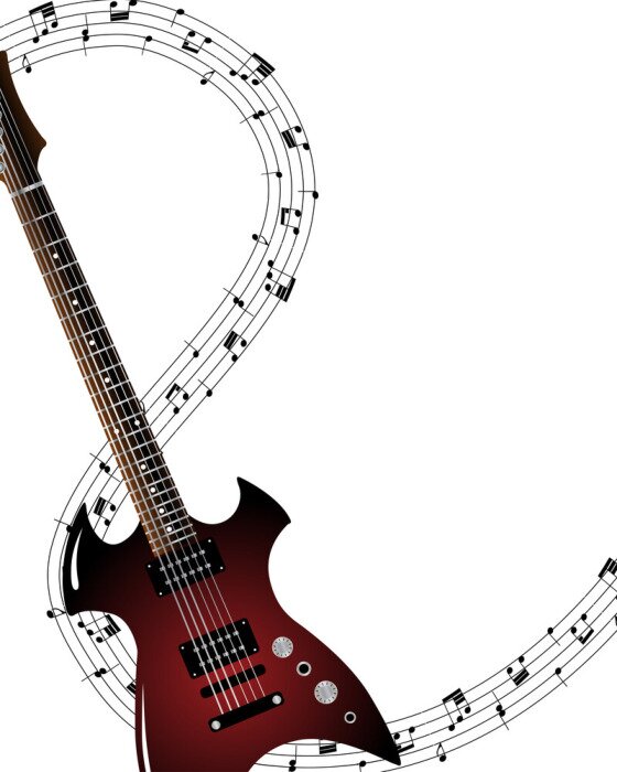 Papier peint  Guitare et musique à partir d'une portée