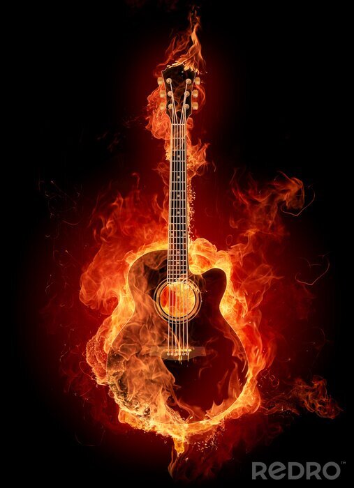 Papier peint  guitare Fire