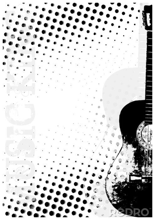 Papier peint  Guitare monochrome