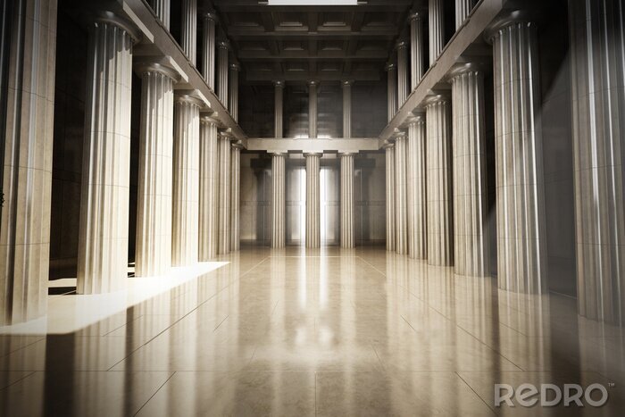 Papier peint  Hall avec des colonnes et effet de profondeur