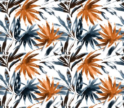 Papier peint  Hand draw tropical pattern with strelitzia