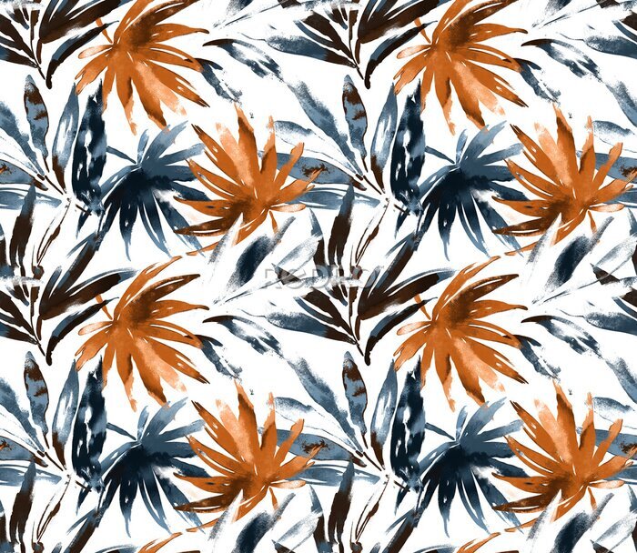 Papier peint  Hand draw tropical pattern with strelitzia