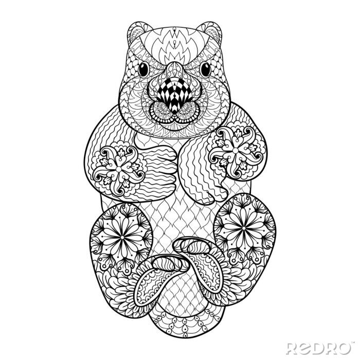 Papier peint  Hand drawn tribal Wombat, animal totem for adult Coloring Page i