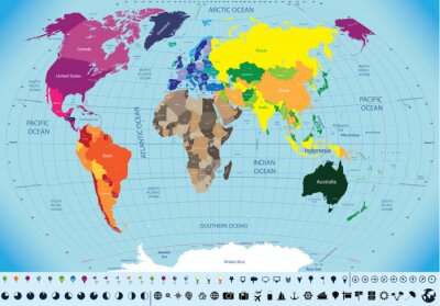 Papier peint  haute carte détaillée du monde