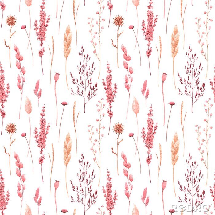 Papier peint  Herbe de la pampa rose et jaune