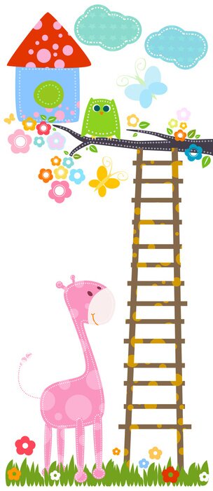 Papier peint  Hibou et girafe