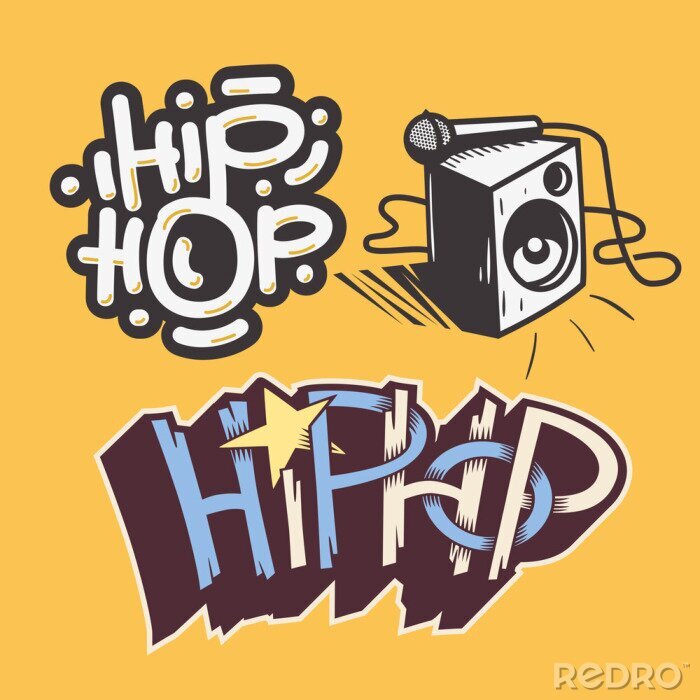 Papier peint  Hip Hop Rap Music Related Vector Illustrations Designs.
