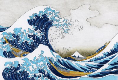 Hokusai La grande vague de Kanagawa coloriage adulte