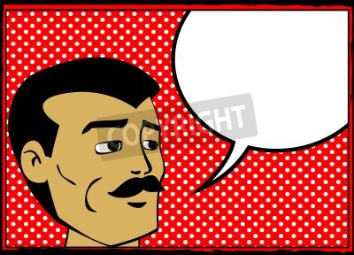 Papier peint  Homme à la moustache style pop art