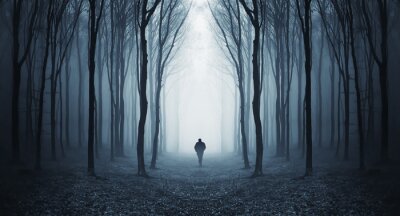 homme dans une forêt sombre