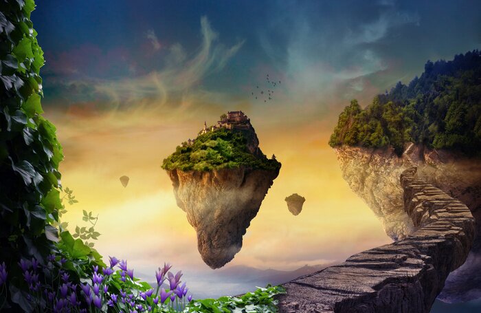 Papier peint  Îles fantastiques flottantes