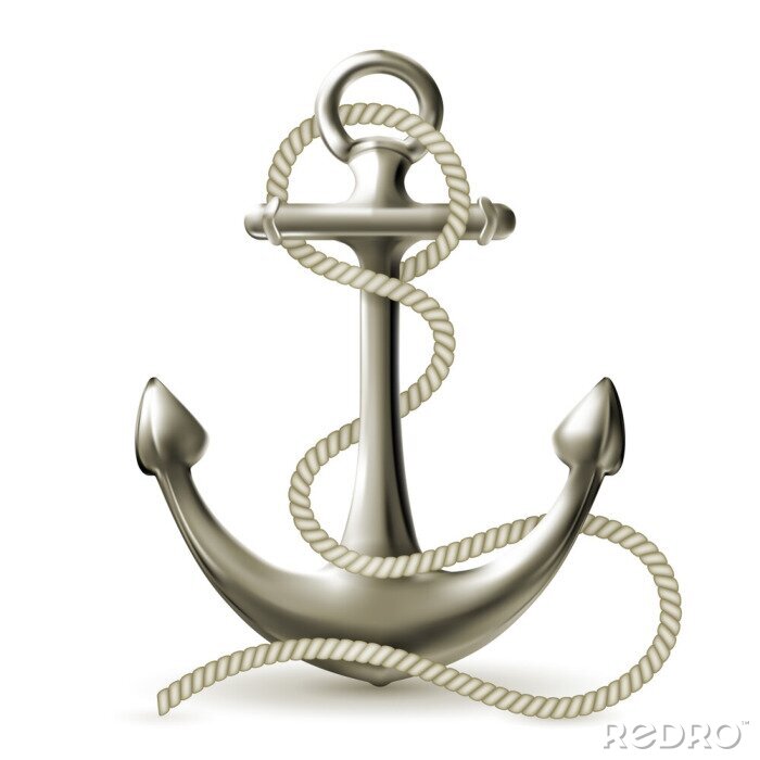 Papier peint  Illustration 3d de l'ancre enveloppée de corde