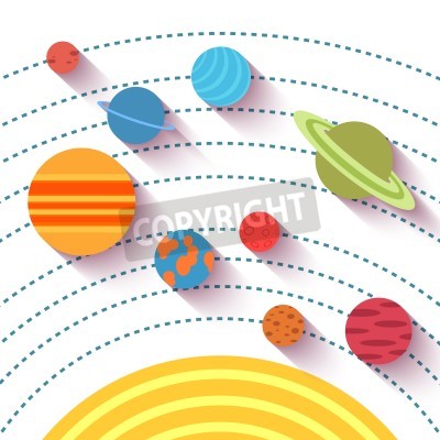 Papier peint  Illustration caricaturale du système solaire
