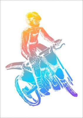 Papier peint  Illustration colorée d'une motocross homme d'équitation