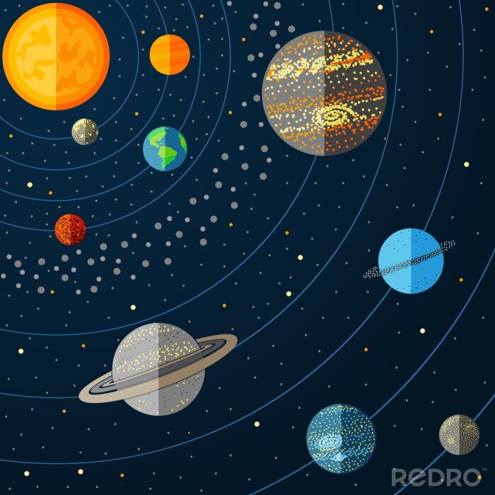 Papier peint  Illustration colorée du système solaire