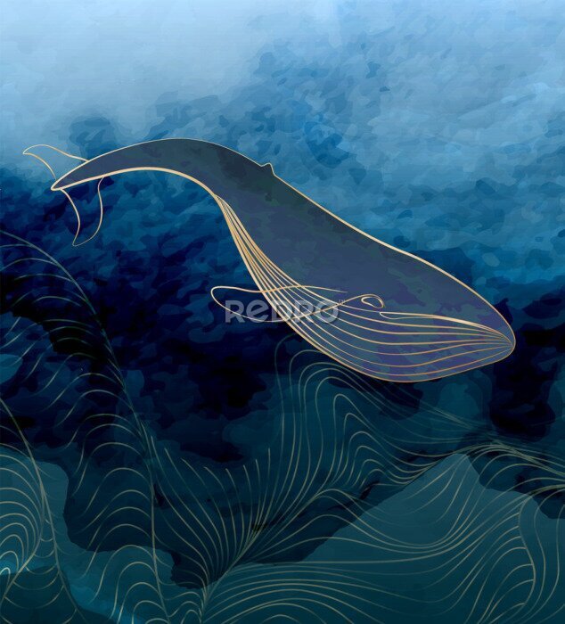Papier peint  Illustration d'art sous-marin de baleine