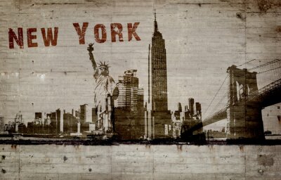 Papier peint  illustration d'un graffiti sur un mur de béton de la ville de New york