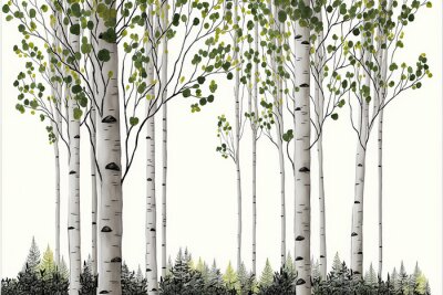 Illustration d'une forêt de bouleaux en été